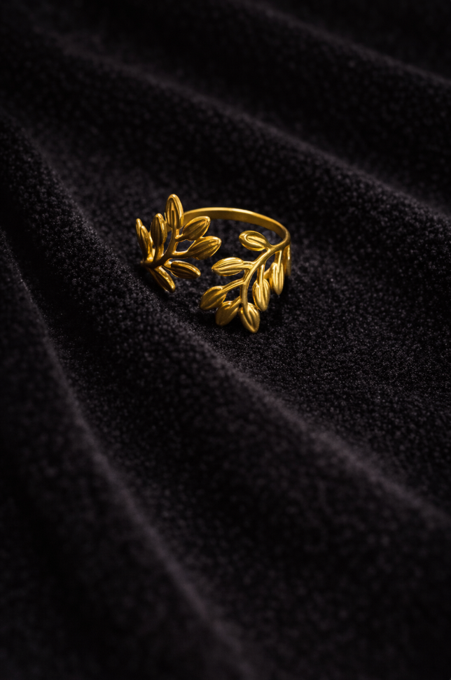 Bague dorée feuillage | Élégance délicate