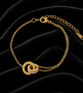 Bracelet doré double anneau | Charme délicat