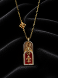 Collier doré pendentif rouge | Charme raffiné