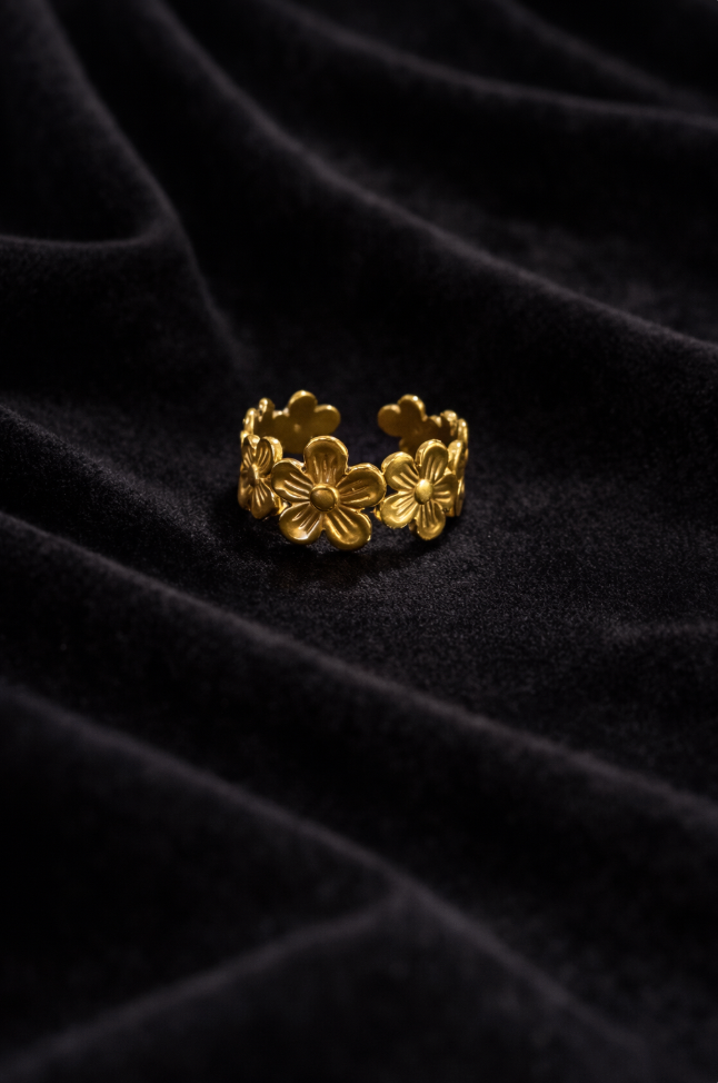 Bague florale dorée | Élégance délicate