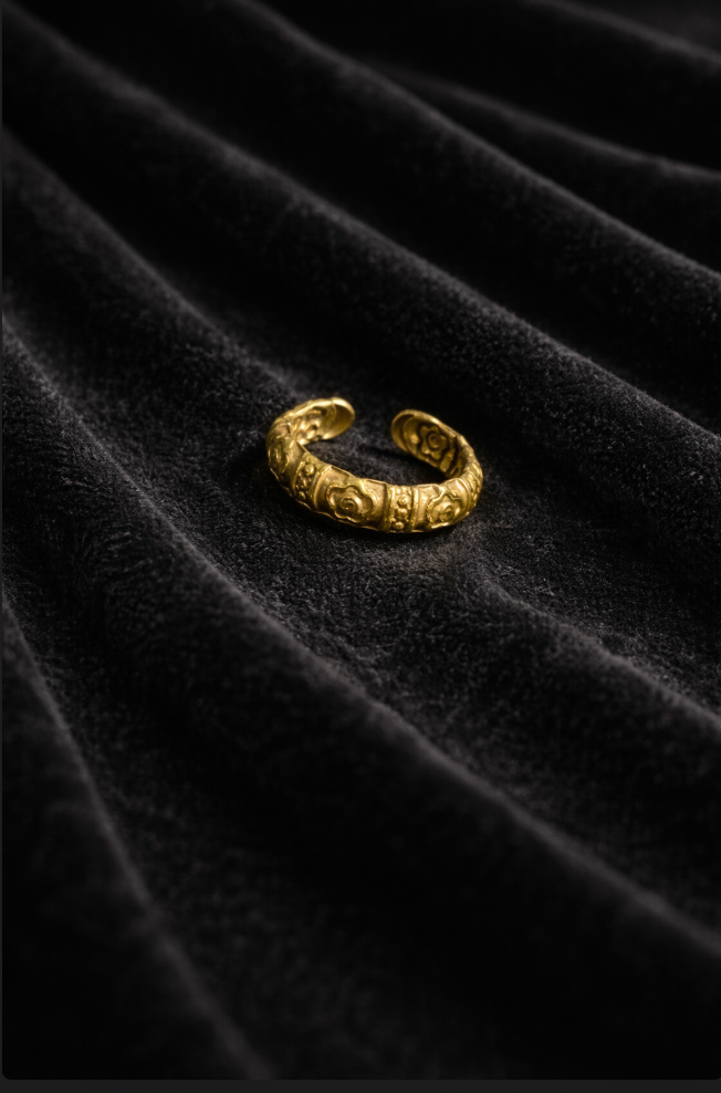 Bague dorée texturée | Élégance minimaliste