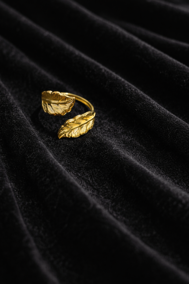 Bague dorée feuille | Élégance naturelle